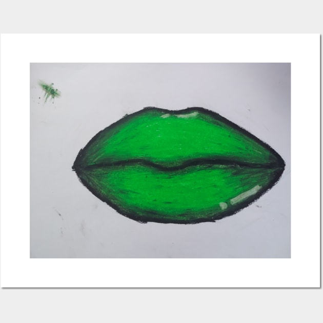 Green Lips Wall Art by Death Monkey Puffball